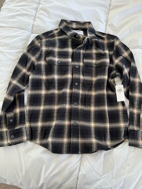 Boy’s Old Navy Black and Tan Plaid Flannel Shirt